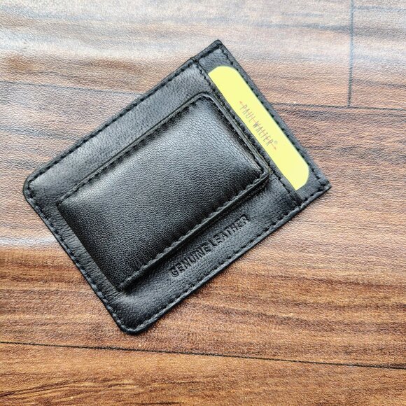 Genuine Leather Money Clip, Slim Card Holder with Magnetic Clip - Picture 3 of 6